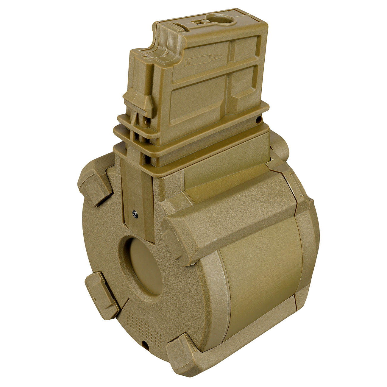 A&K G36 D-60 Style Polymer Trommelmagazin 1200 Schuss Dark Earth - elektrisch Bild 2