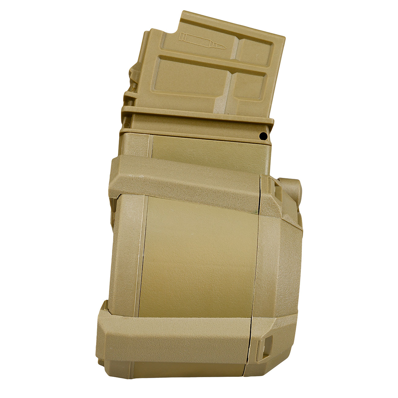 A&K G36 D-60 Style Polymer Trommelmagazin 1200 Schuss Dark Earth - elektrisch Bild 7