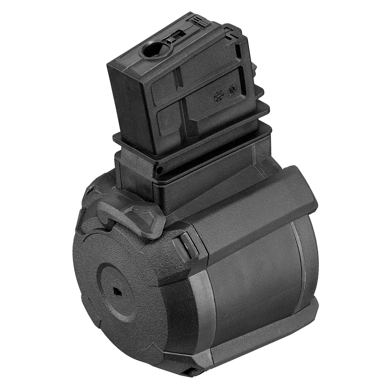 A&K G36 D-60 Style Polymer Trommelmagazin 1200 Schuss schwarz - elektrisch