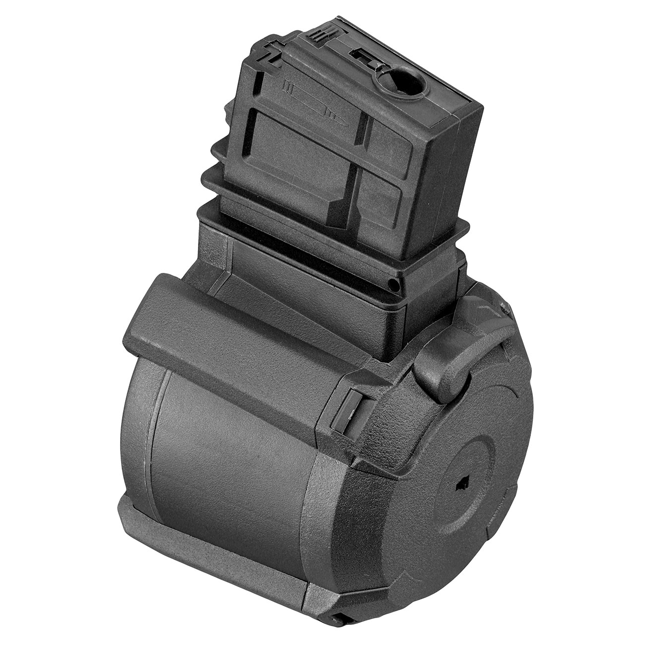 A&K G36 D-60 Style Polymer Trommelmagazin 1200 Schuss schwarz - elektrisch Bild 1