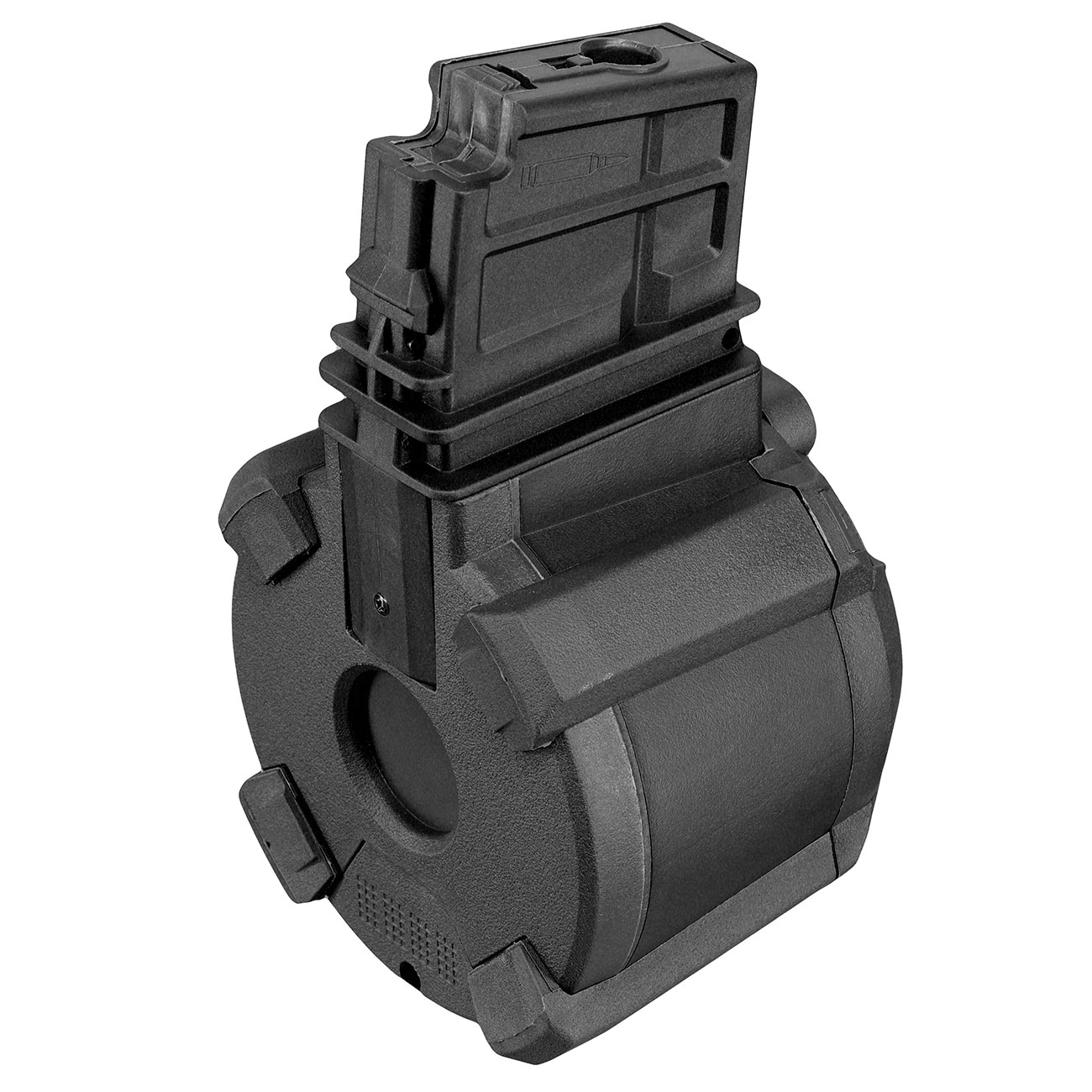 A&K G36 D-60 Style Polymer Trommelmagazin 1200 Schuss schwarz - elektrisch Bild 2