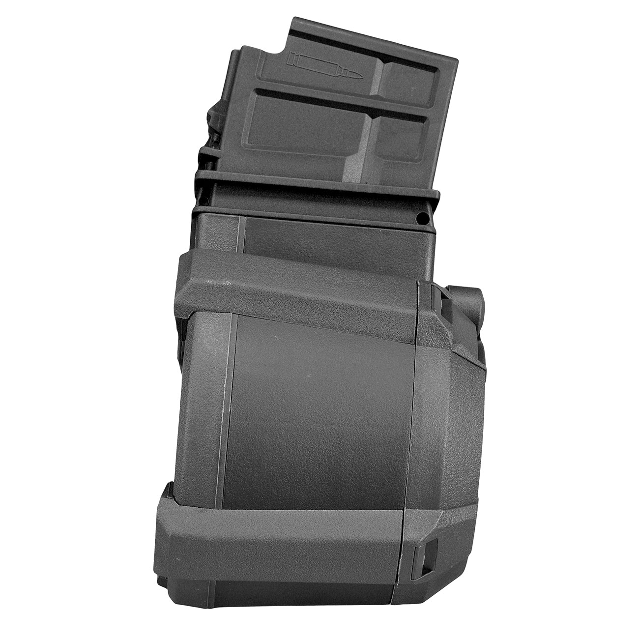 A&K G36 D-60 Style Polymer Trommelmagazin 1200 Schuss schwarz - elektrisch Bild 7