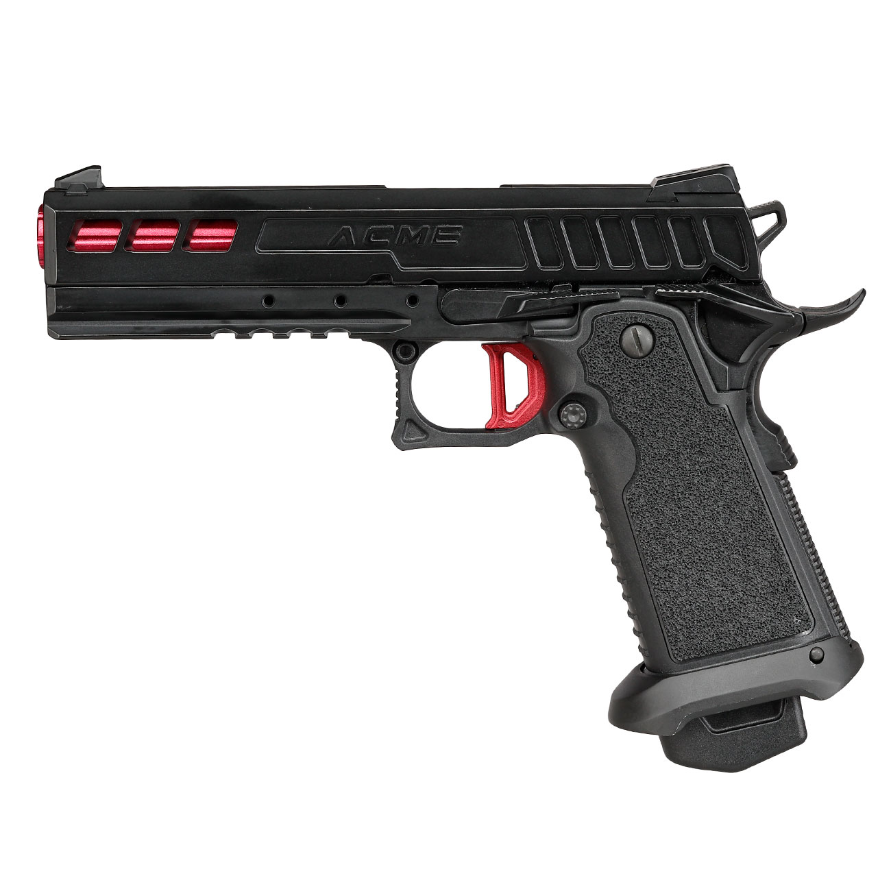 ICS BLE Hi-Capa ACME m. Metallschlitten GBB 6mm BB schwarz / rot Bild 1