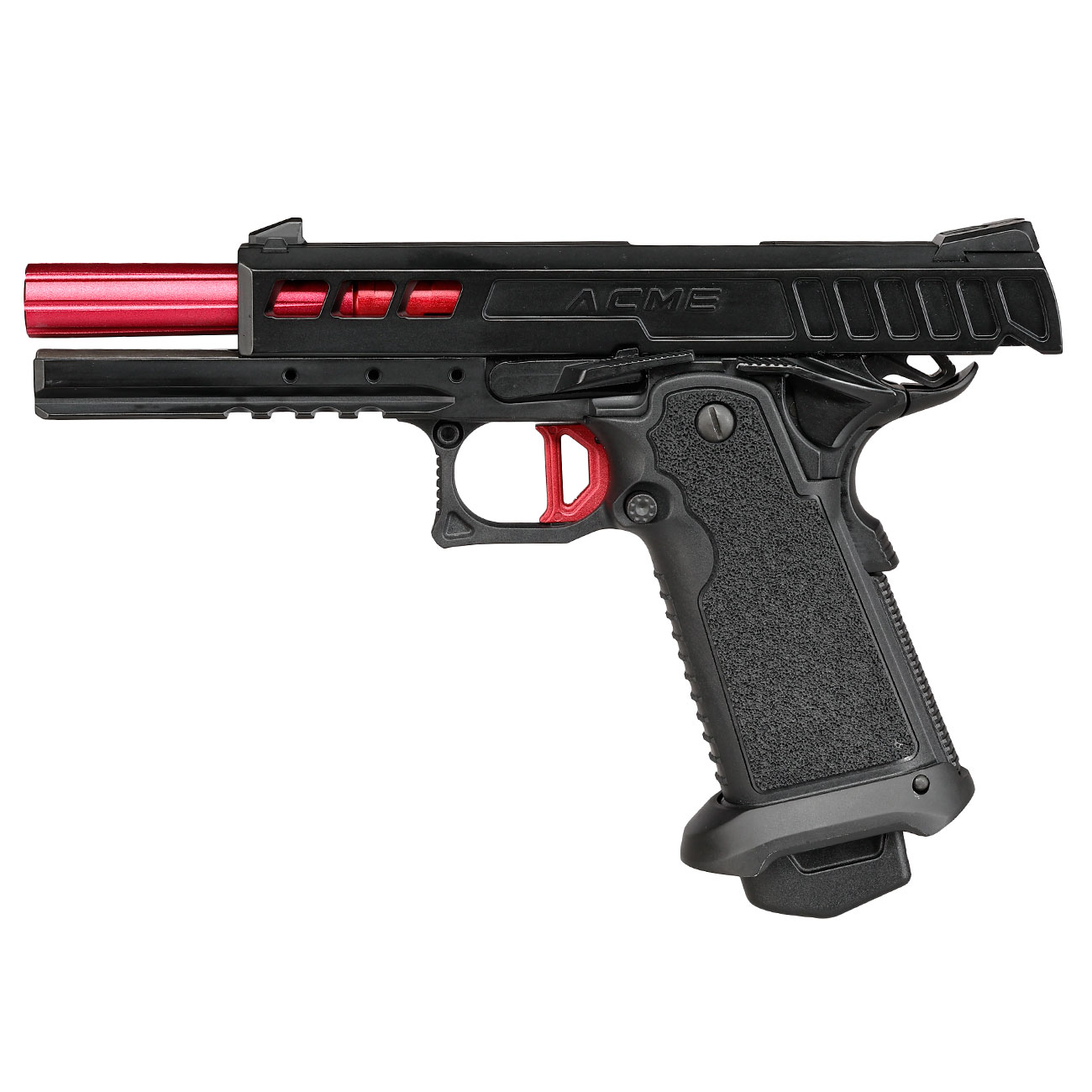 ICS BLE Hi-Capa ACME m. Metallschlitten GBB 6mm BB schwarz / rot Bild 2