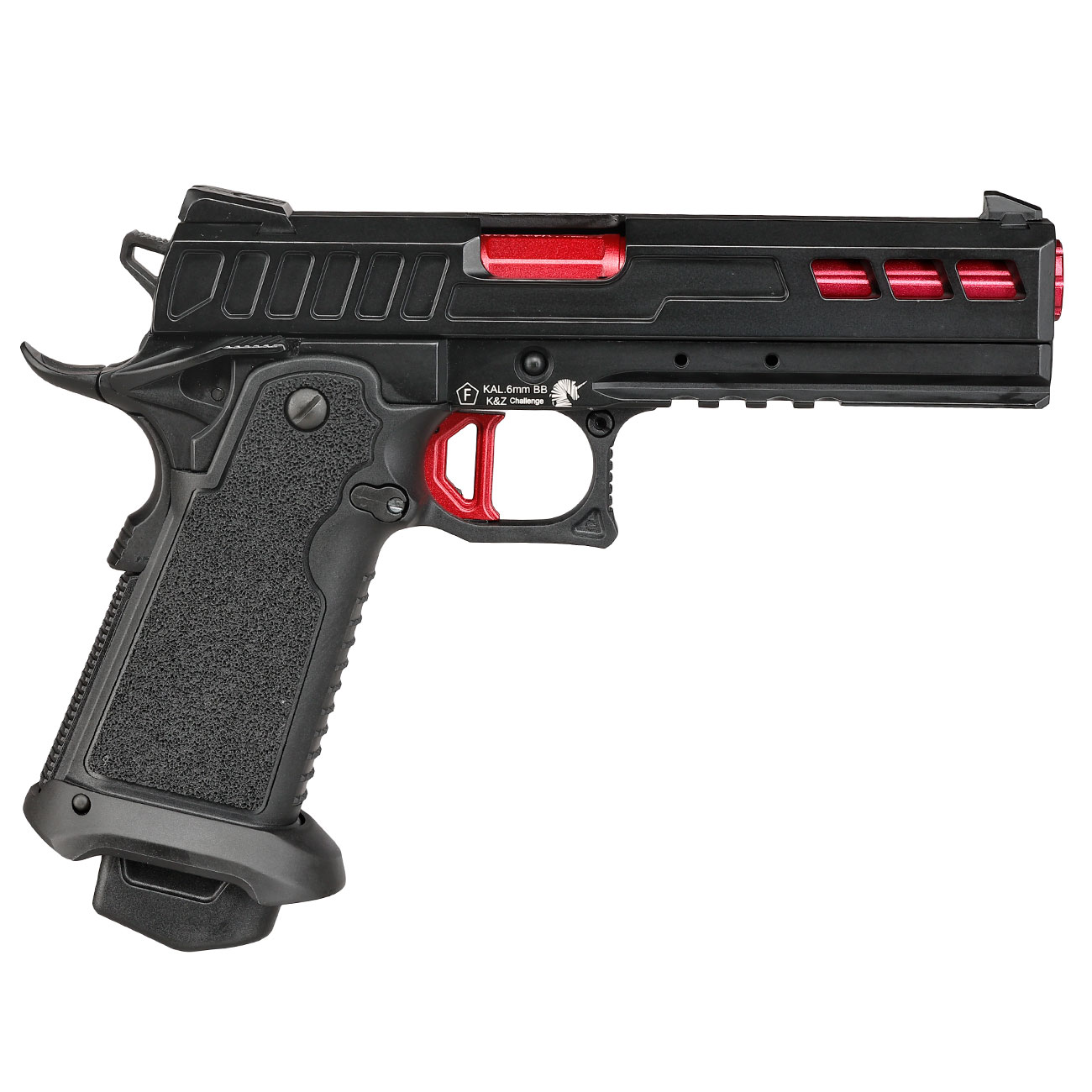 ICS BLE Hi-Capa ACME m. Metallschlitten GBB 6mm BB schwarz / rot Bild 3