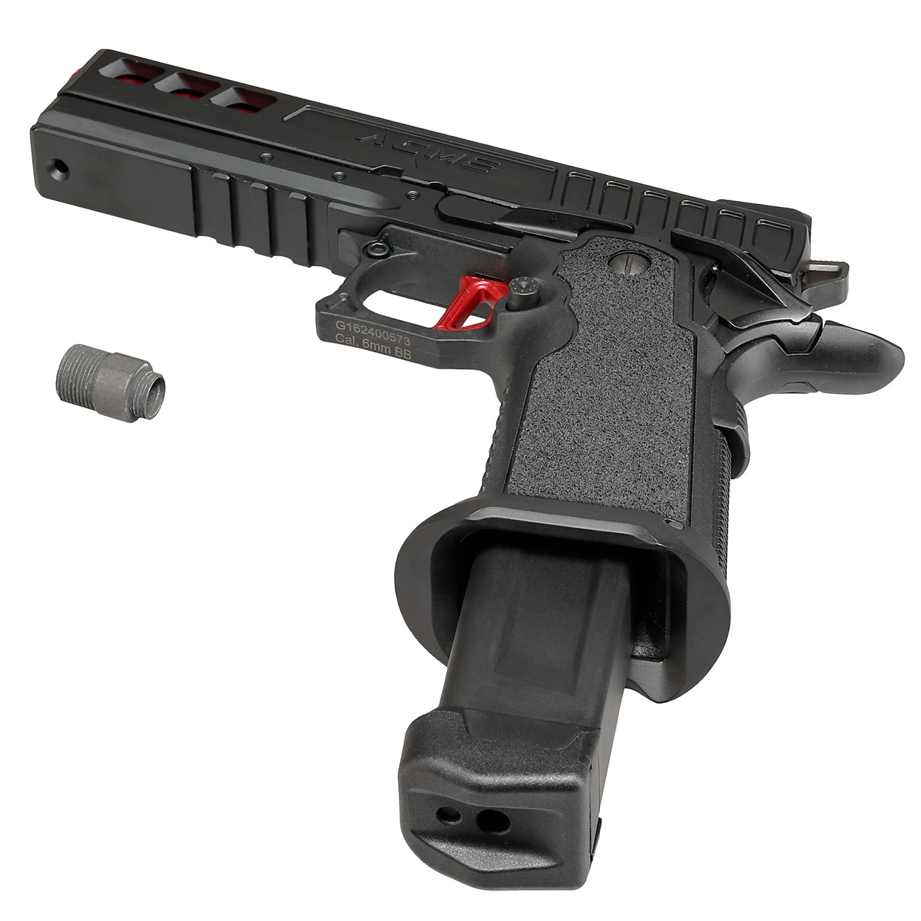 ICS BLE Hi-Capa ACME m. Metallschlitten GBB 6mm BB schwarz / rot Bild 5