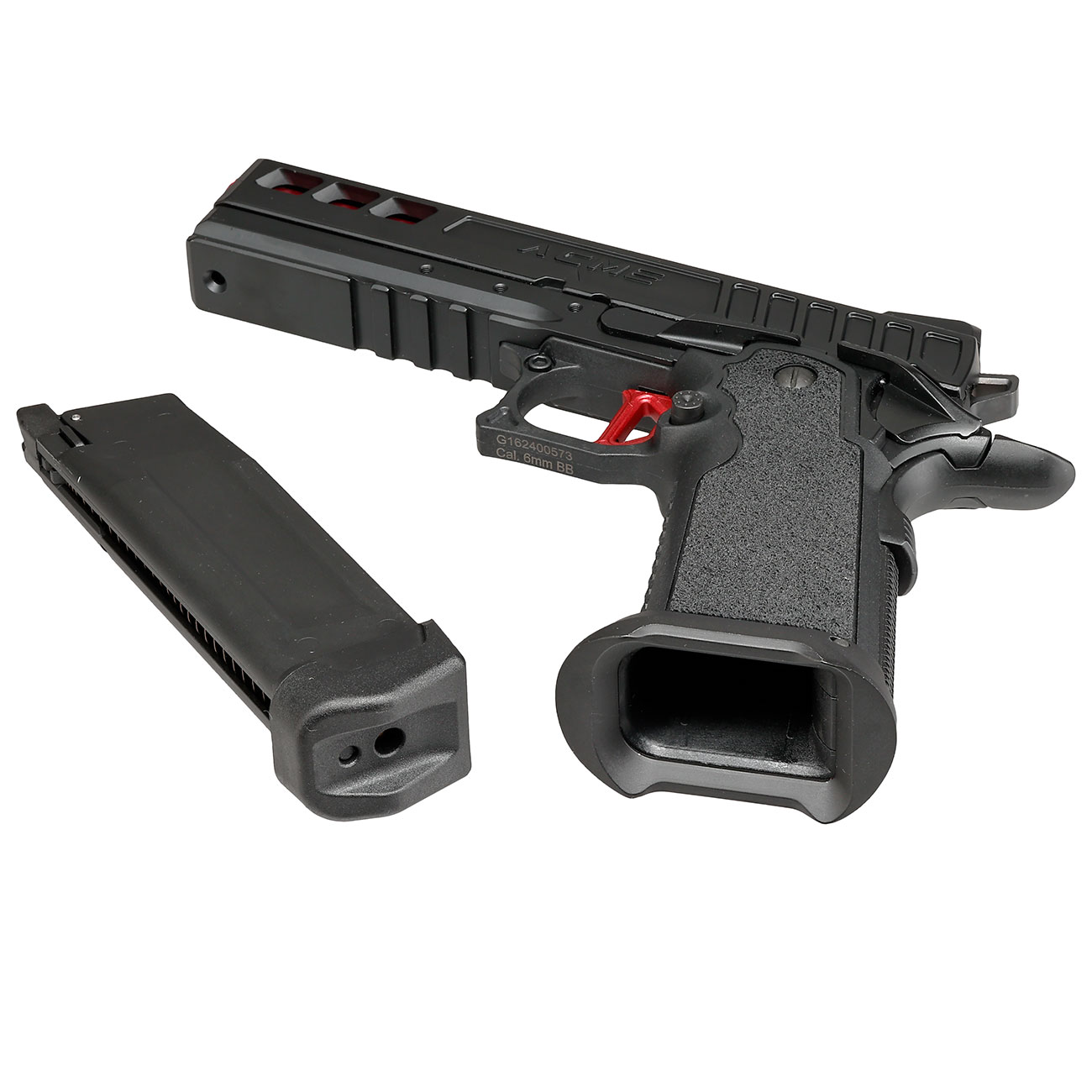 ICS BLE Hi-Capa ACME m. Metallschlitten GBB 6mm BB schwarz / rot Bild 6