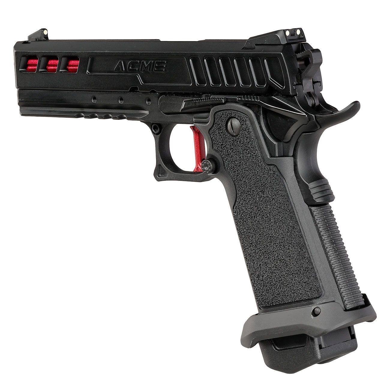 ICS BLE Hi-Capa ACME m. Metallschlitten GBB 6mm BB schwarz / rot Bild 9