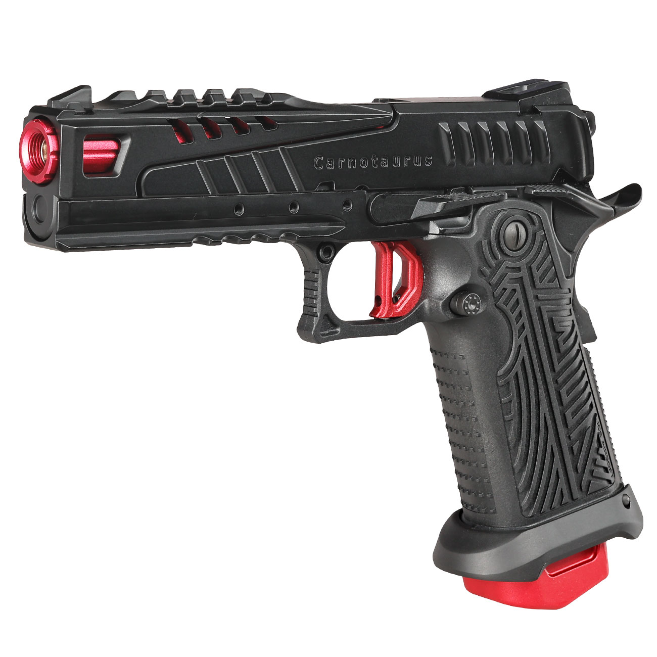 ICS BLE Hi-Capa Carnotaurus Split-Slide m. Metallschlitten GBB 6mm BB schwarz / rot