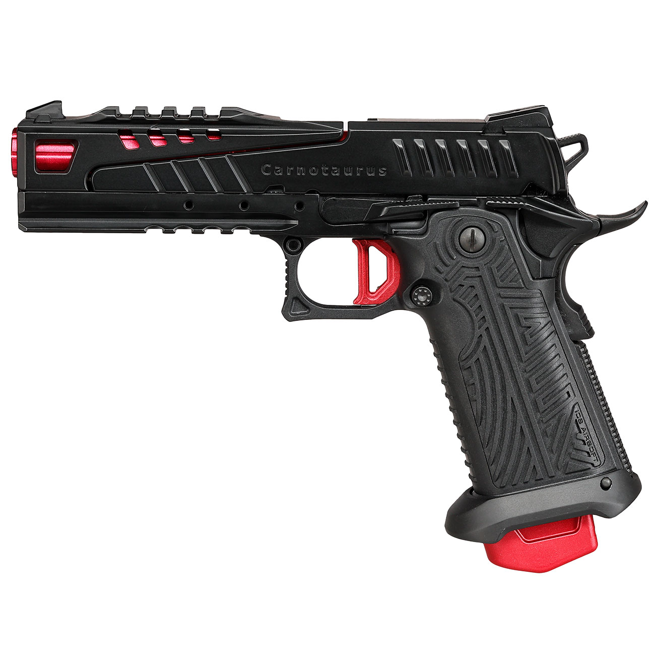 ICS BLE Hi-Capa Carnotaurus Split-Slide m. Metallschlitten GBB 6mm BB schwarz / rot Bild 1