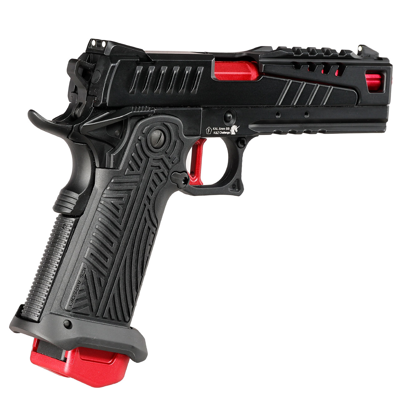 ICS BLE Hi-Capa Carnotaurus Split-Slide m. Metallschlitten GBB 6mm BB schwarz / rot Bild 4