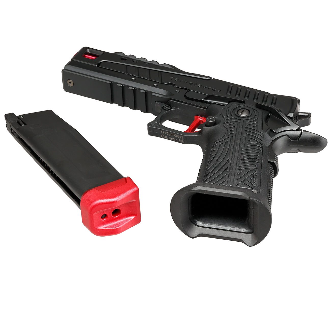 ICS BLE Hi-Capa Carnotaurus Split-Slide m. Metallschlitten GBB 6mm BB schwarz / rot Bild 6