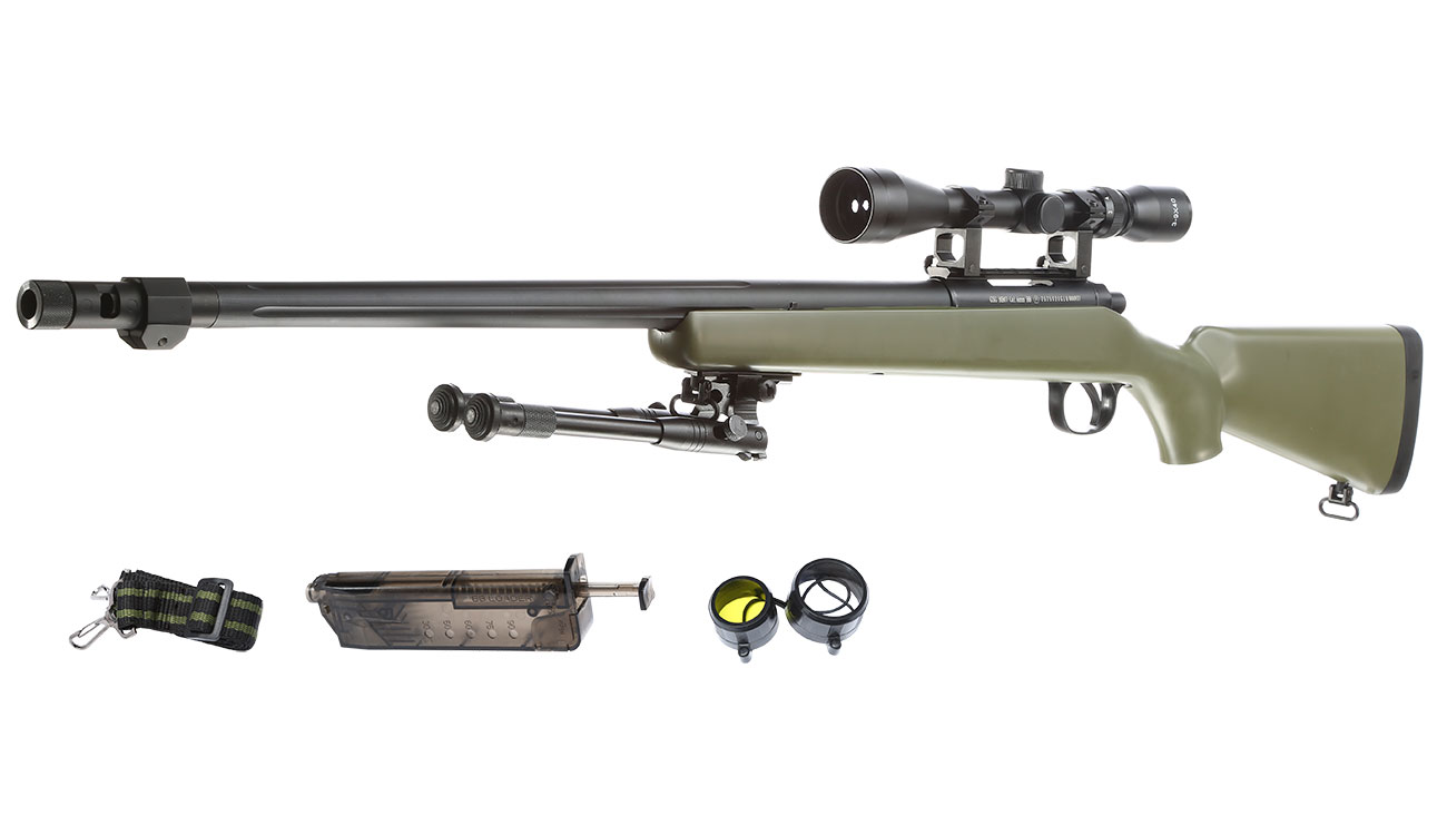 Well MB07 M700 Snipergewehr inkl. Zweibein / Zielfernrohr Springer 6mm BB oliv