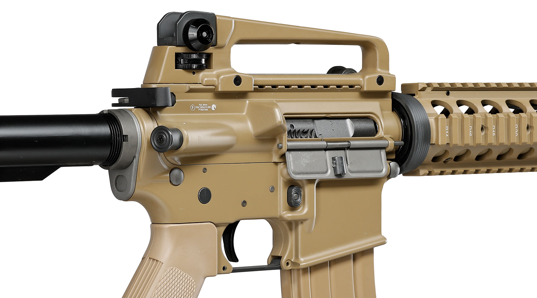 Wei-ETech M4 CQB RIS Vollmetall AWSS Open-Bolt GBB 6mm BB tan - Version 3 Bild 8
