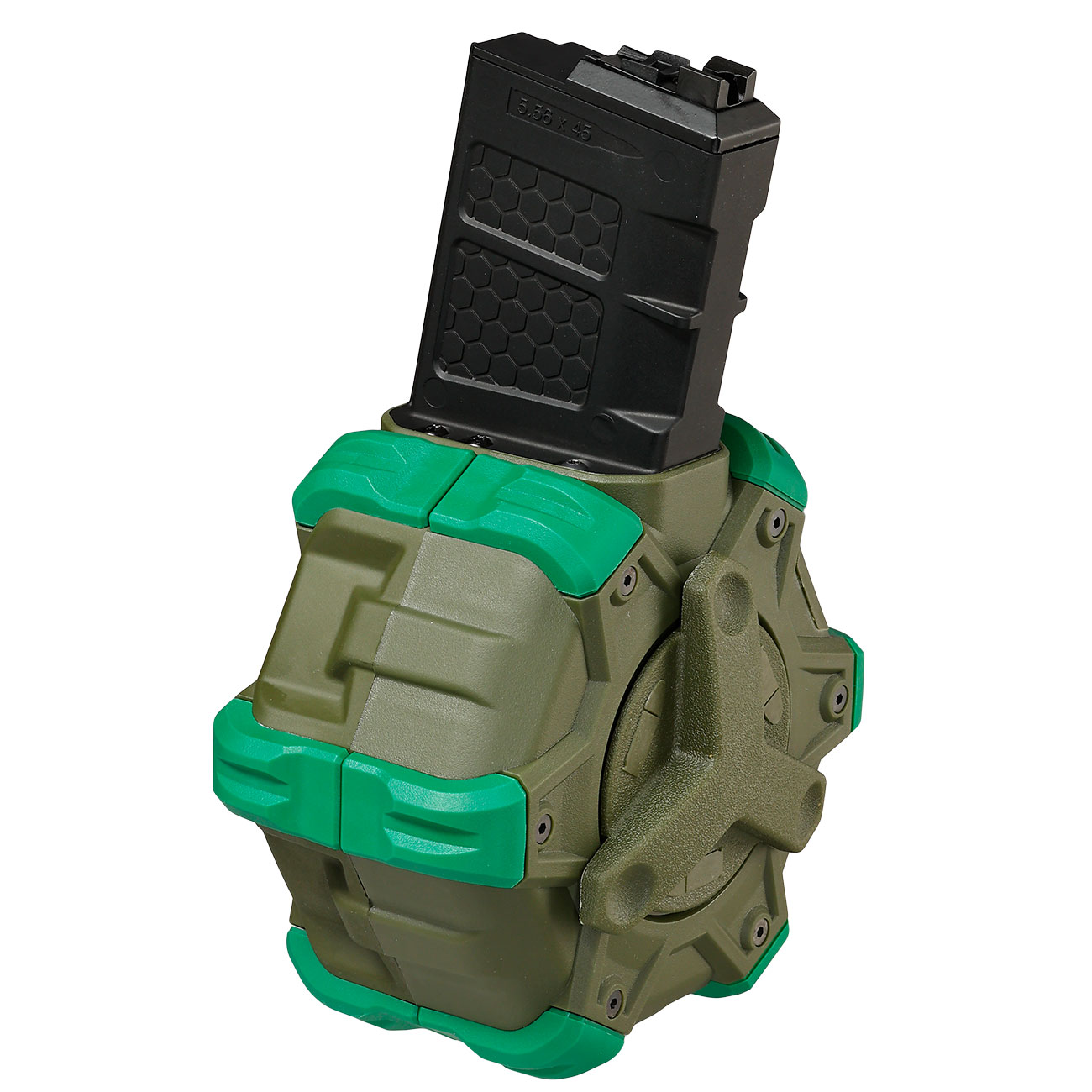 Wei-ETech M4 / M16 GBB Single Trommelmagazin Hi-Cap 350 Schuss oliv - Version 3 - Softairgas Version Bild 1