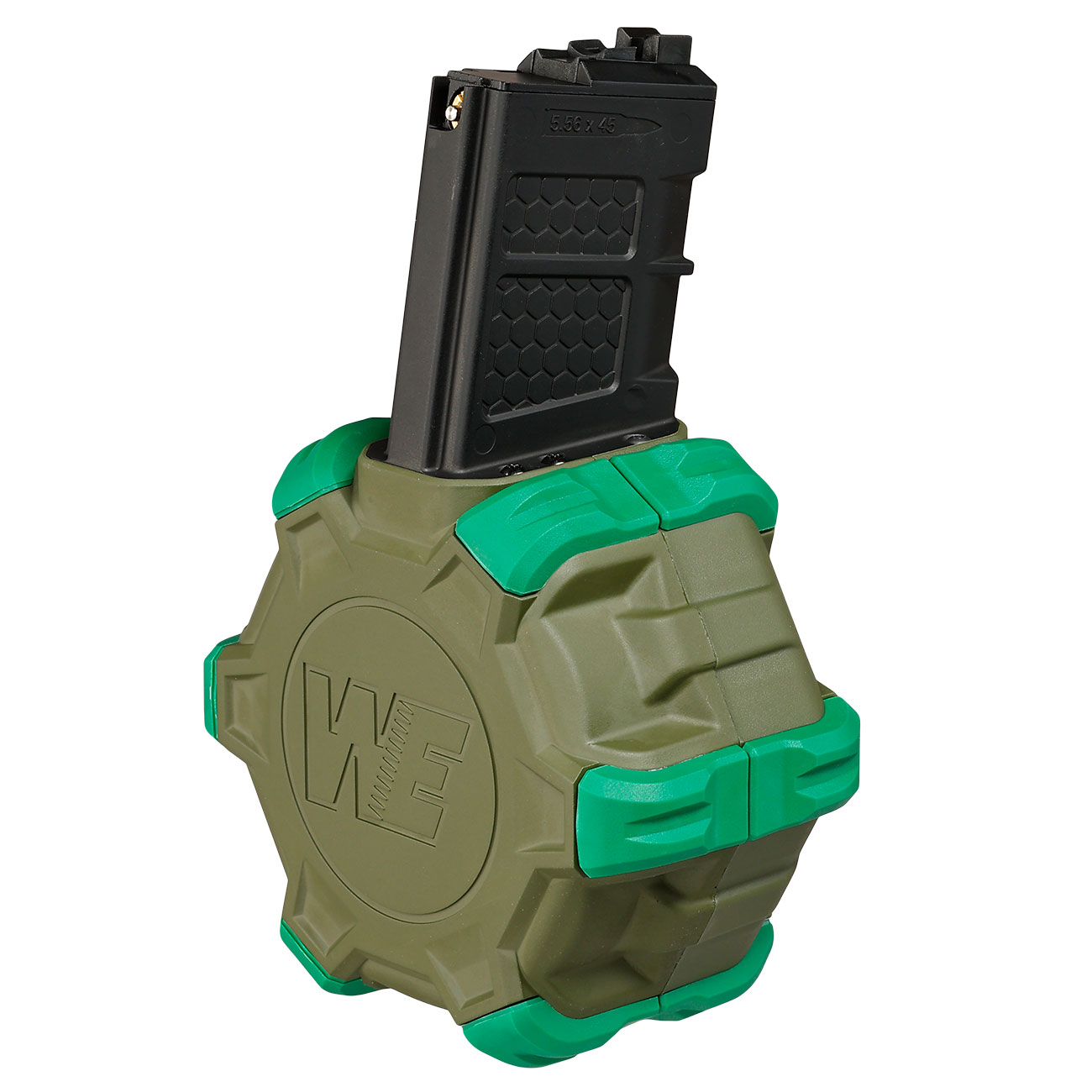 Wei-ETech M4 / M16 GBB Single Trommelmagazin Hi-Cap 350 Schuss oliv - Version 3 - Softairgas Version Bild 4