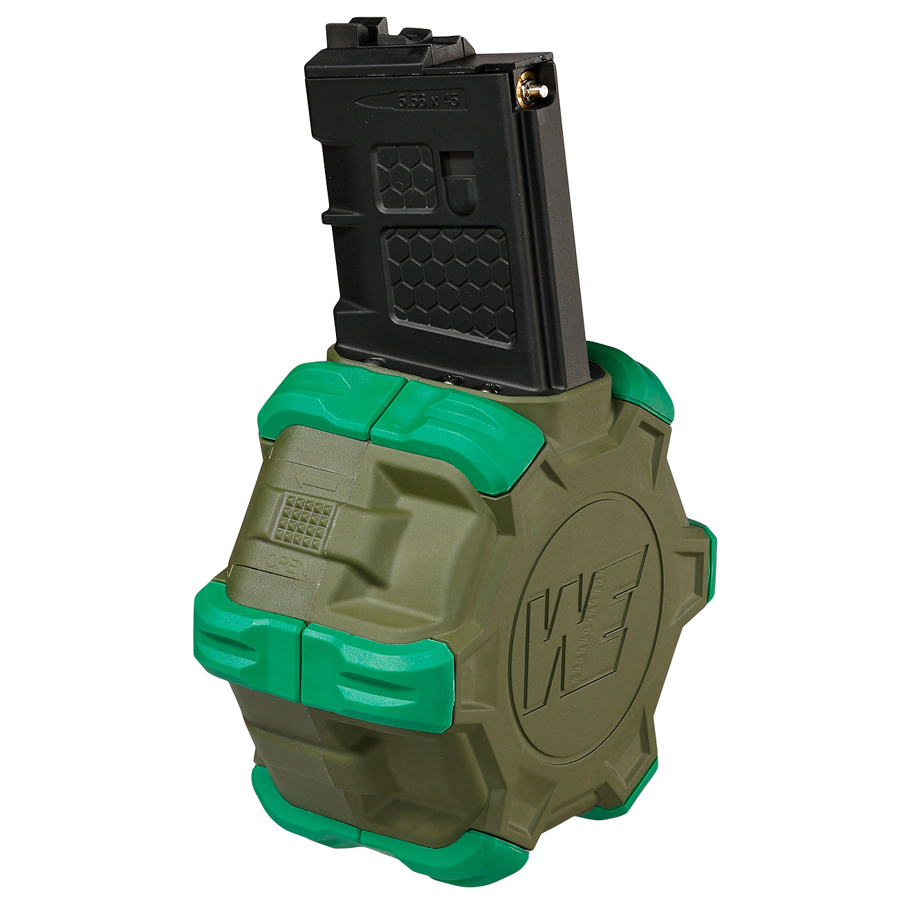Wei-ETech M4 / M16 GBB Single Trommelmagazin Hi-Cap 350 Schuss oliv - Version 3 - Softairgas Version Bild 5