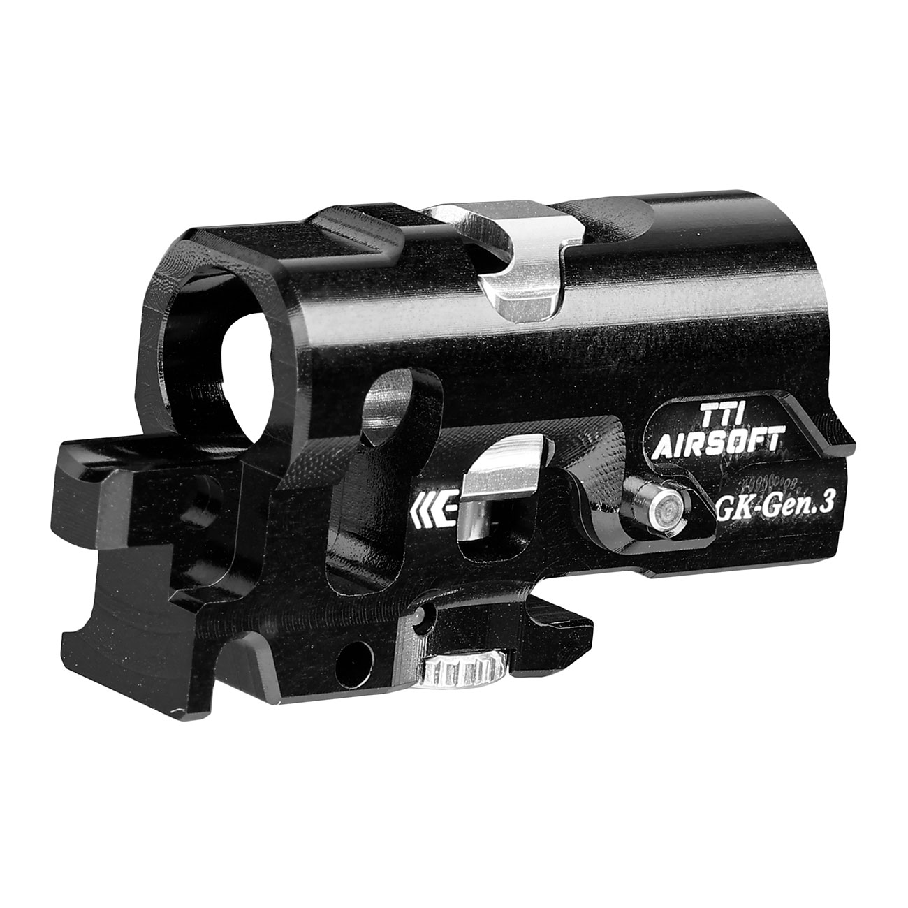 TTI Airsoft CNC Aluminium TDC-Style Hop-Up Chamber f. Tokyo Marui G17 / G19 / G34 GEN3 GBB Serie schwarz Bild 1