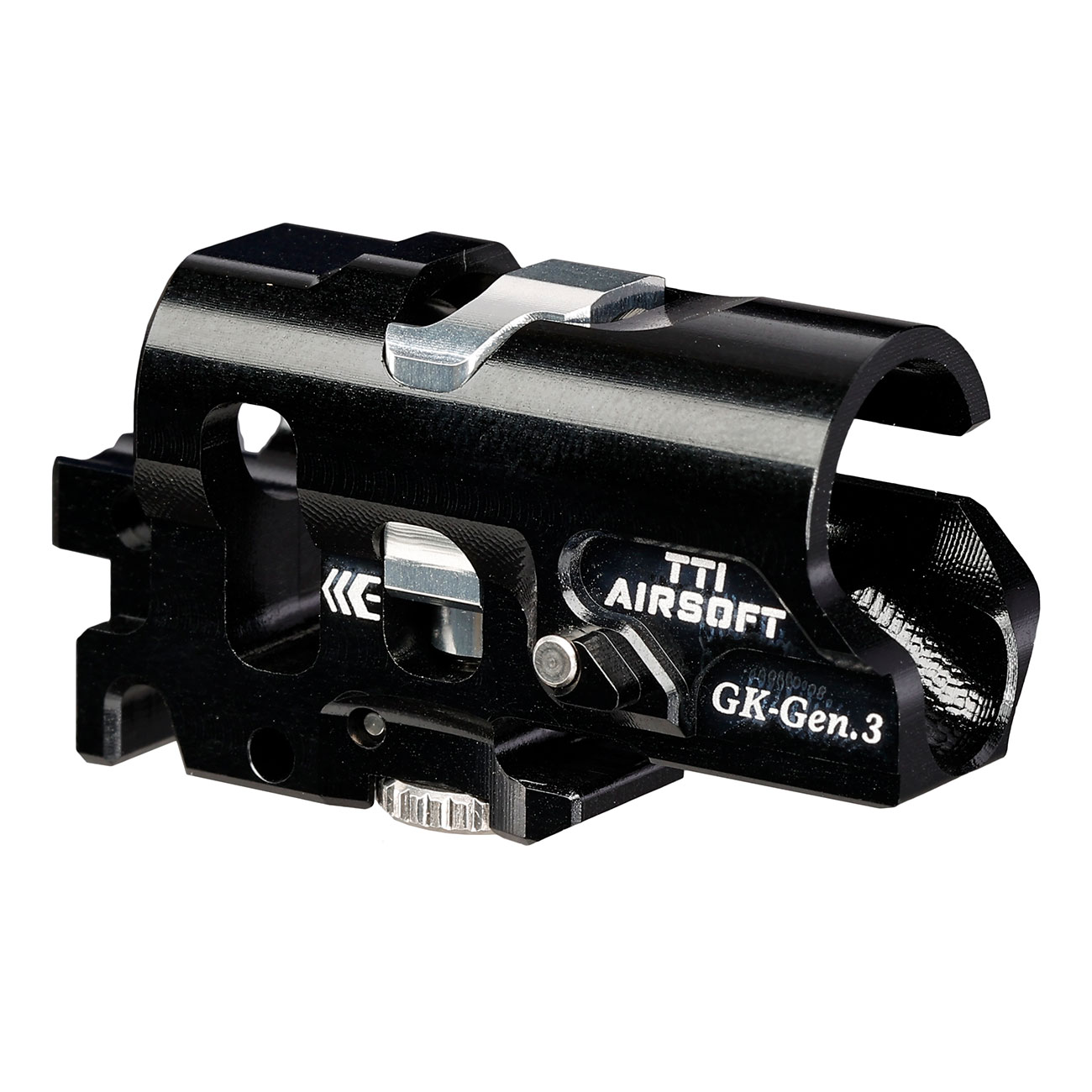TTI Airsoft CNC Aluminium TDC-Style Hop-Up Chamber f. Tokyo Marui G17 / G19 / G34 GEN3 GBB Serie schwarz Bild 4