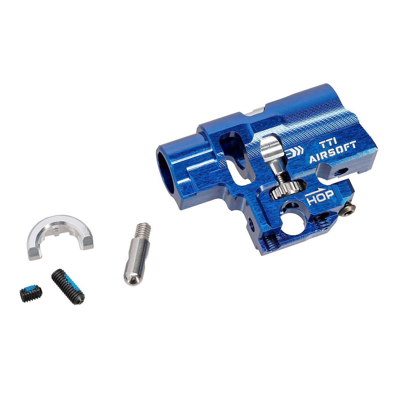 TTI Airsoft CNC Aluminium TDC-Style Hop-Up Chamber f. Tokyo Marui / Wei-ETech Hi-Capa / M1911 GBB Serie blau