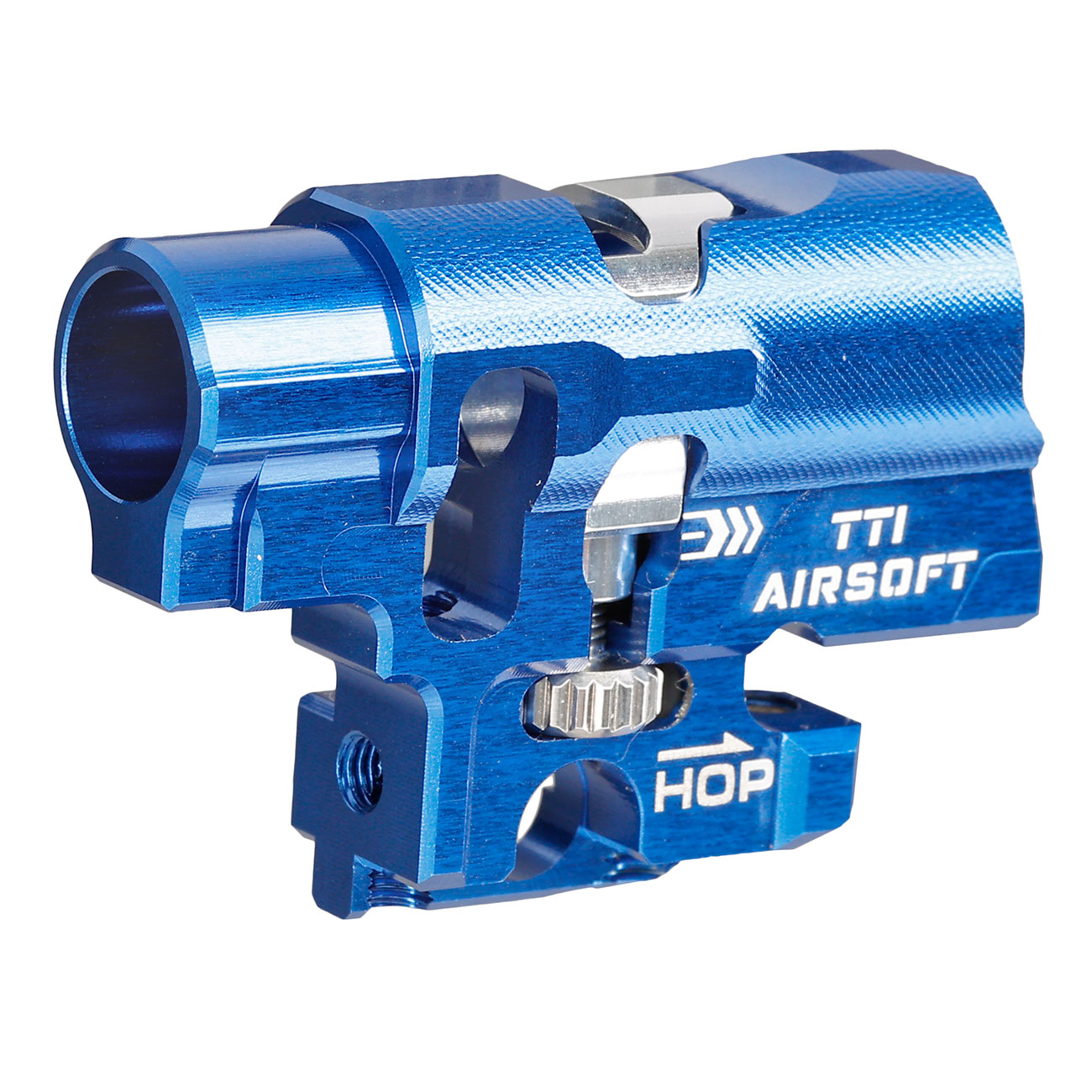 TTI Airsoft CNC Aluminium TDC-Style Hop-Up Chamber f. Tokyo Marui / Wei-ETech Hi-Capa / M1911 GBB Serie blau Bild 1