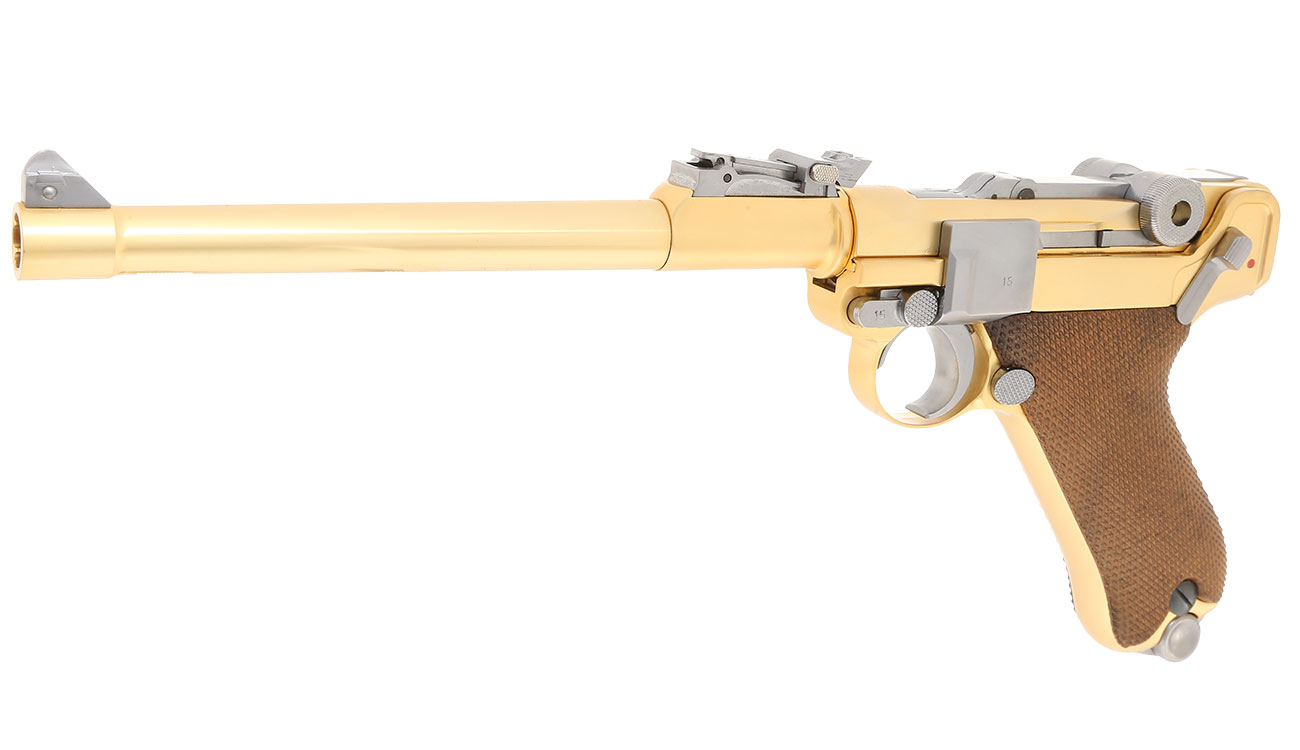 Wei-ETech P08 Airsoft Vollmetall GBB 6mm BB Gold-Plated-Finish Version - 8 Zoll Version