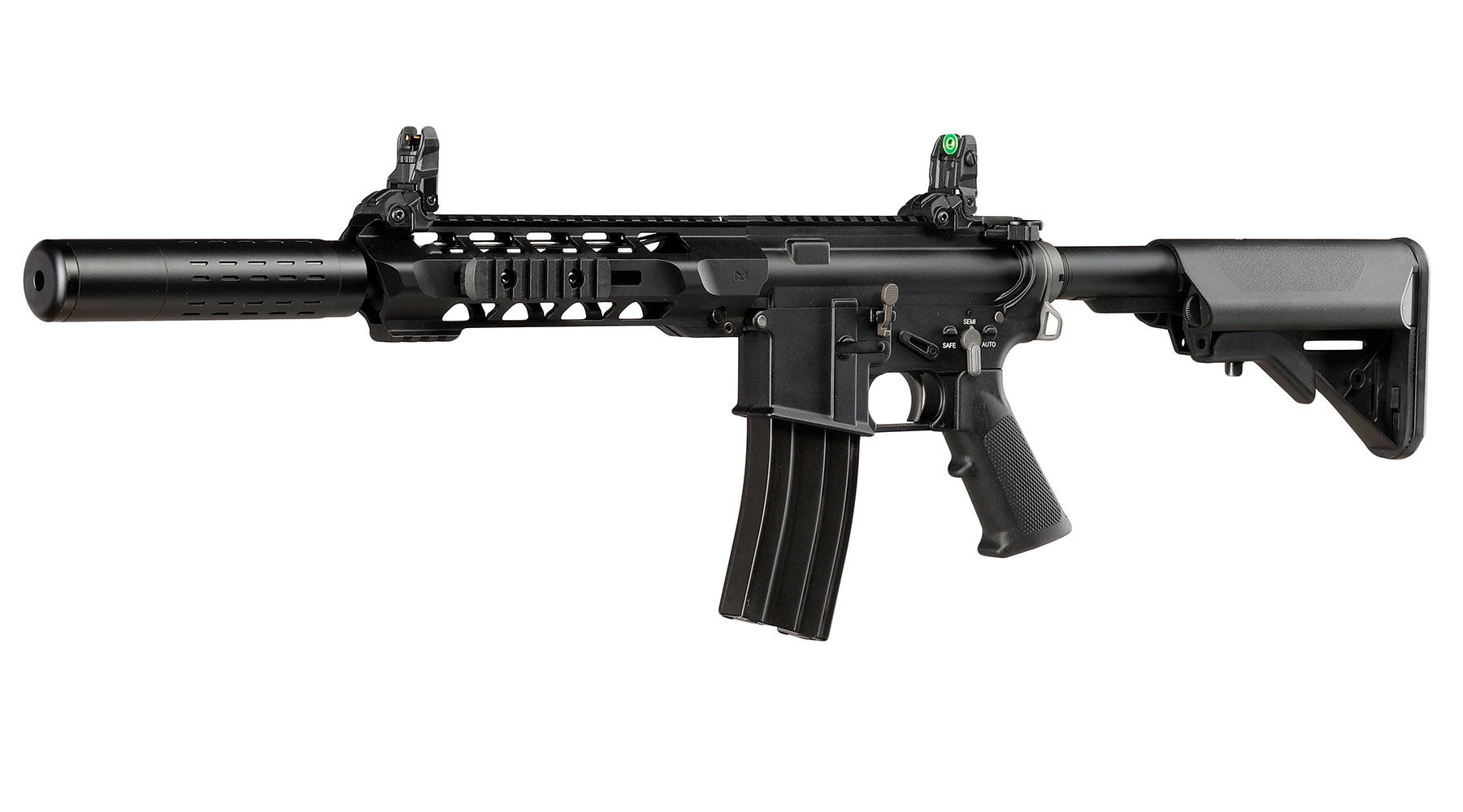 SRC M4 Zaros-S Silenced Vollmetall GBB 6mm BB schwarz - Forged Receiver Edition