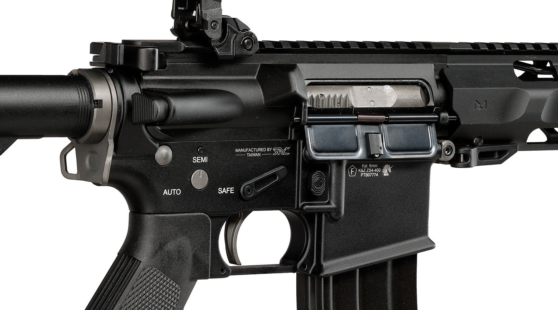 SRC M4 Zaros-S Silenced Vollmetall GBB 6mm BB schwarz - Forged Receiver Edition Bild 8