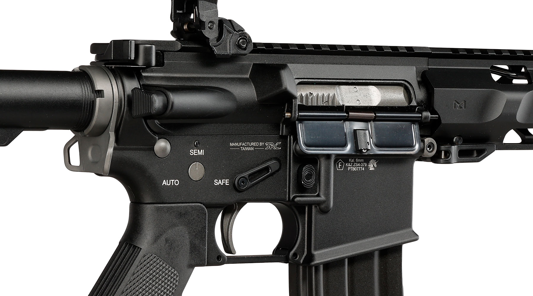SRC M4 Zaros Vollmetall GBB 6mm BB schwarz - Forged Receiver Edition Bild 8