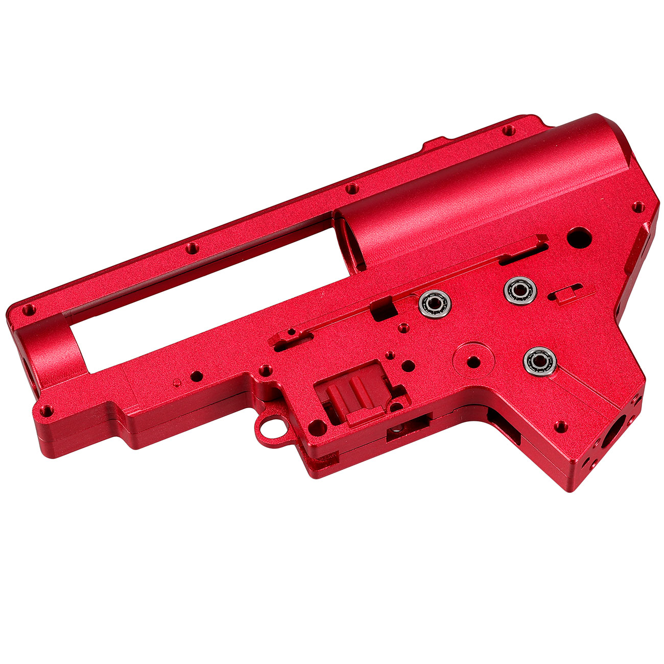 Evolution 8mm CNC 7075 Aluminium Gearboxgehuse Version 2 rot inkl. Kugellager / Switch-Assembly Bild 1