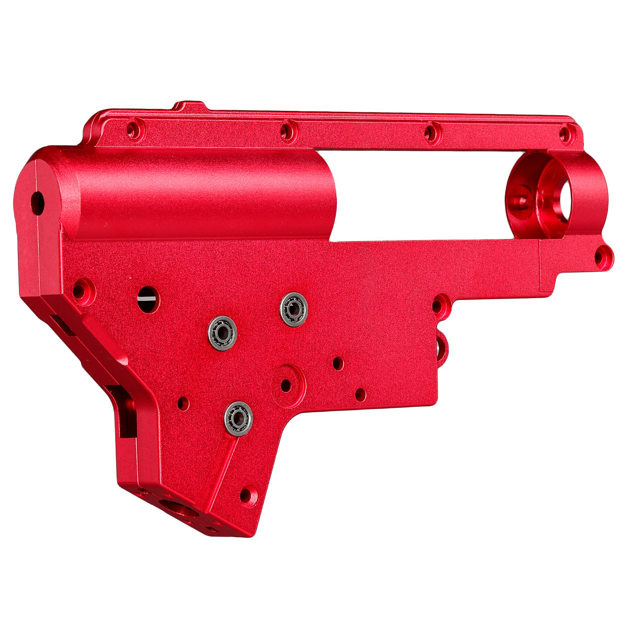 Evolution 8mm CNC 7075 Aluminium Gearboxgehuse Version 2 rot inkl. Kugellager / Switch-Assembly Bild 5