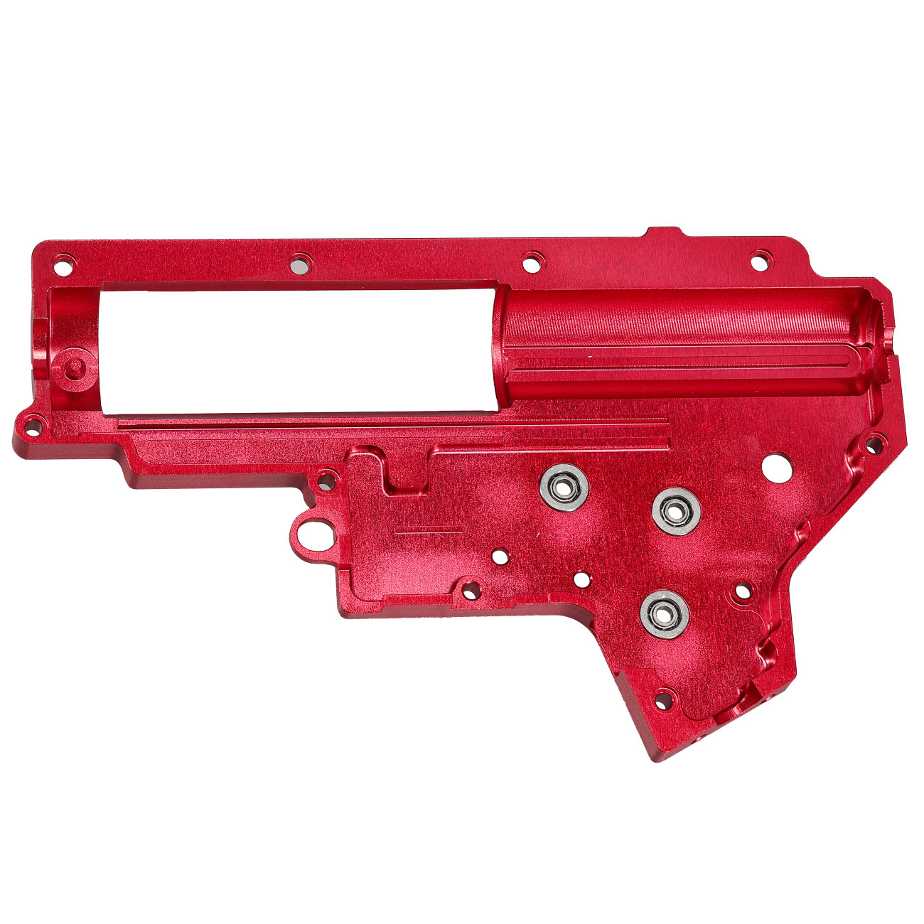 Evolution 8mm CNC 7075 Aluminium Gearboxgehuse Version 2 rot inkl. Kugellager / Switch-Assembly Bild 6