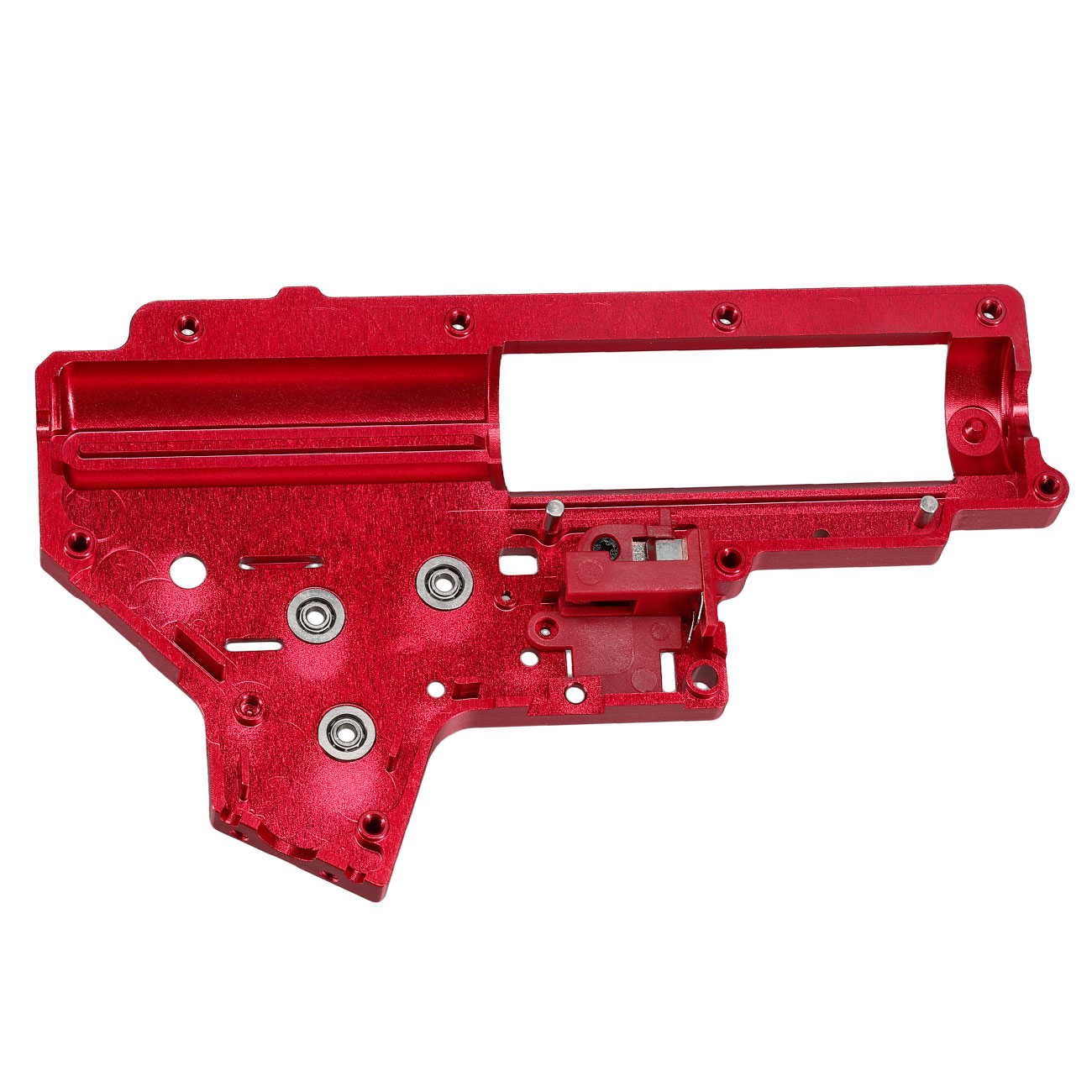 Evolution 8mm CNC 7075 Aluminium Gearboxgehuse Version 2 rot inkl. Kugellager / Switch-Assembly Bild 7