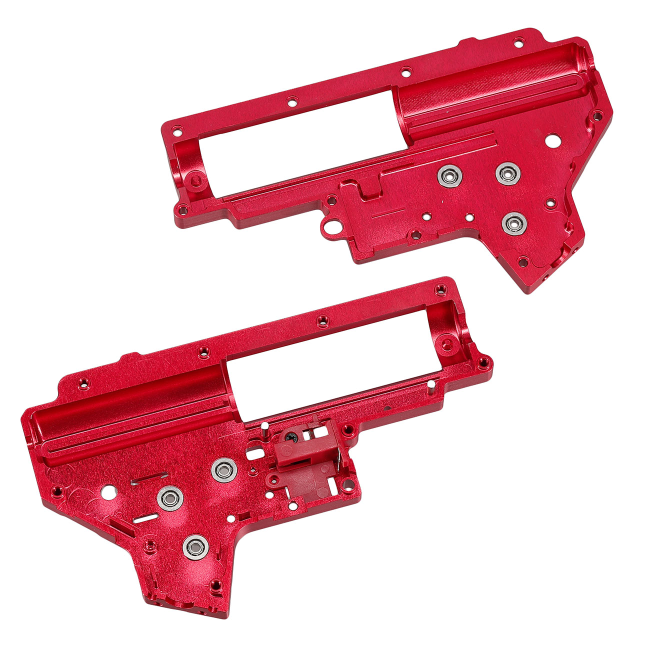 Evolution 8mm CNC 7075 Aluminium Gearboxgehuse Version 2 rot inkl. Kugellager / Switch-Assembly Bild 8