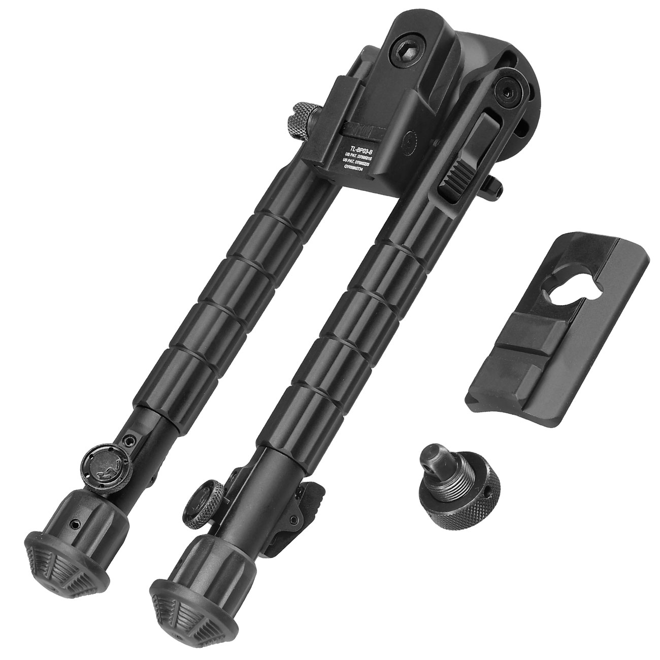 UTG Heavy Duty Recon 360 Grad Fine Tune Metall Zweibein - Gummife 200 - 310 mm schwarz - Version 3