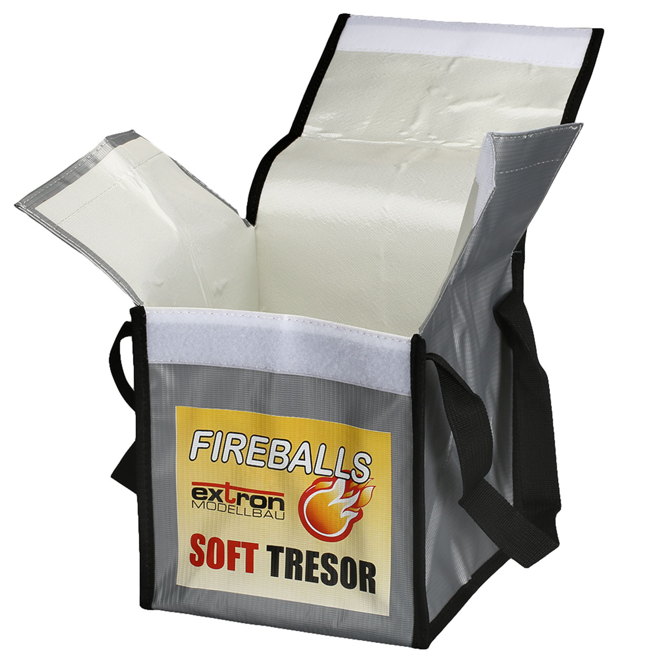 Extron Fireballs Soft Tresor 20 x 20 x 20 cm Feuerfeste Sicherheitstasche f. Brandschutzgranulat grau Bild 2
