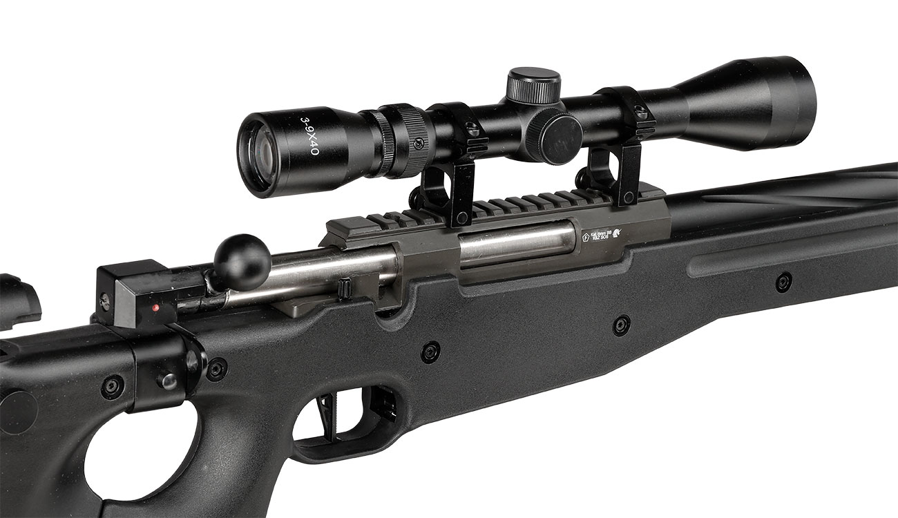 Well L96 AWS-338 Snipergewehr inkl. Zweibein / Zielfernrohr Springer 6mm BB schwarz - Spiral Barrel Edition Bild 10