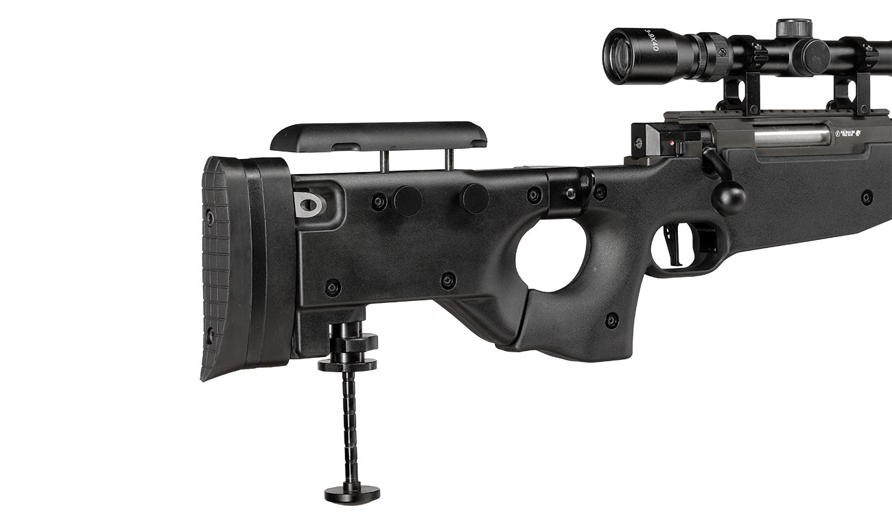 Well L96 AWS-338 Snipergewehr inkl. Zweibein / Zielfernrohr Springer 6mm BB schwarz - Spiral Barrel Edition Bild 11