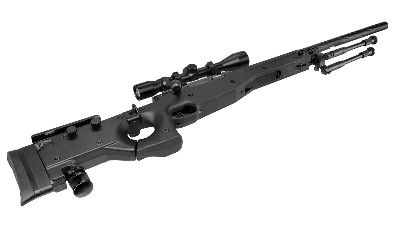 Well L96 AWS-338 Snipergewehr inkl. Zweibein / Zielfernrohr Springer 6mm BB schwarz - Spiral Barrel Edition Bild 5