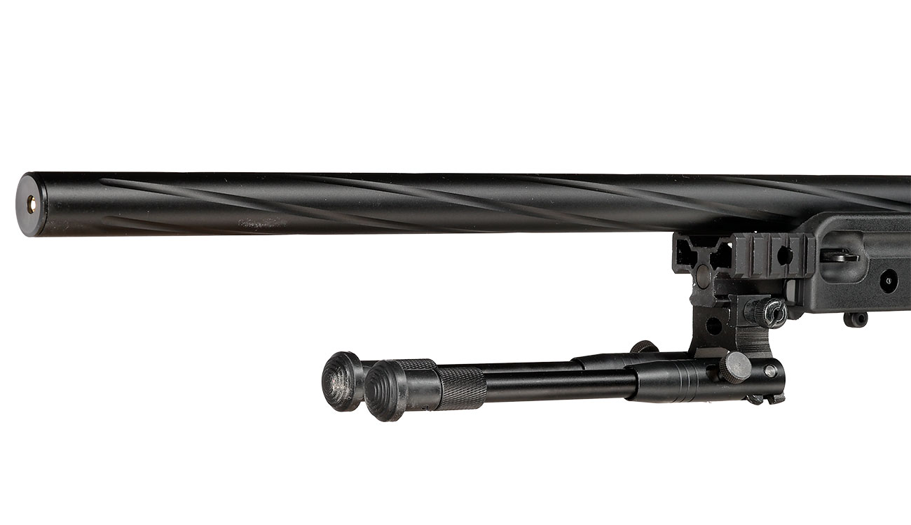 Well L96 AWS-338 Snipergewehr inkl. Zweibein / Zielfernrohr Springer 6mm BB schwarz - Spiral Barrel Edition Bild 7