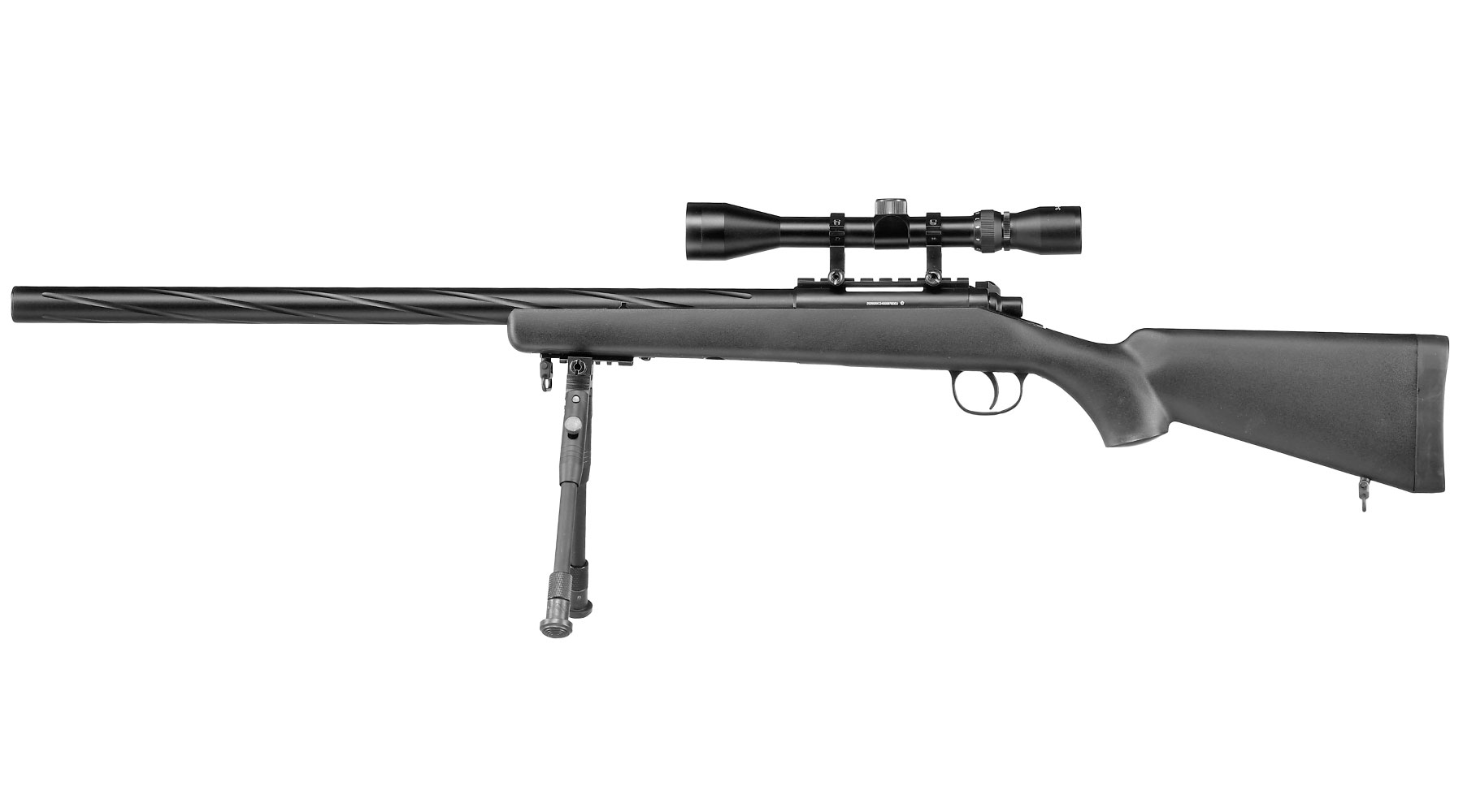 Well M700 Snipergewehr inkl. Zweibein / Zielfernrohr Springer 6mm BB schwarz - Spiral Barrel Edition Bild 1
