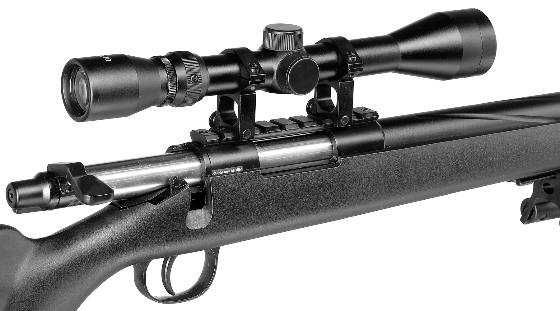 Well M700 Snipergewehr inkl. Zweibein / Zielfernrohr Springer 6mm BB schwarz - Spiral Barrel Edition Bild 10
