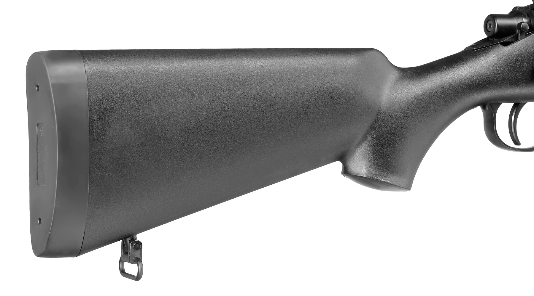 Well M700 Snipergewehr inkl. Zweibein / Zielfernrohr Springer 6mm BB schwarz - Spiral Barrel Edition Bild 11