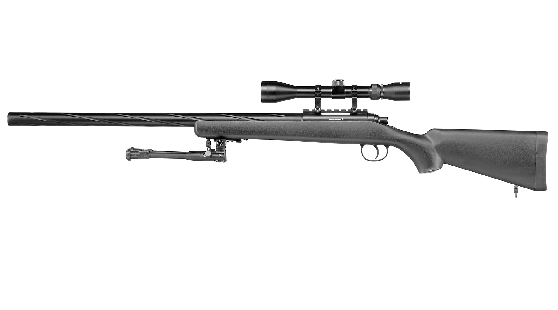 Well M700 Snipergewehr inkl. Zweibein / Zielfernrohr Springer 6mm BB schwarz - Spiral Barrel Edition Bild 2