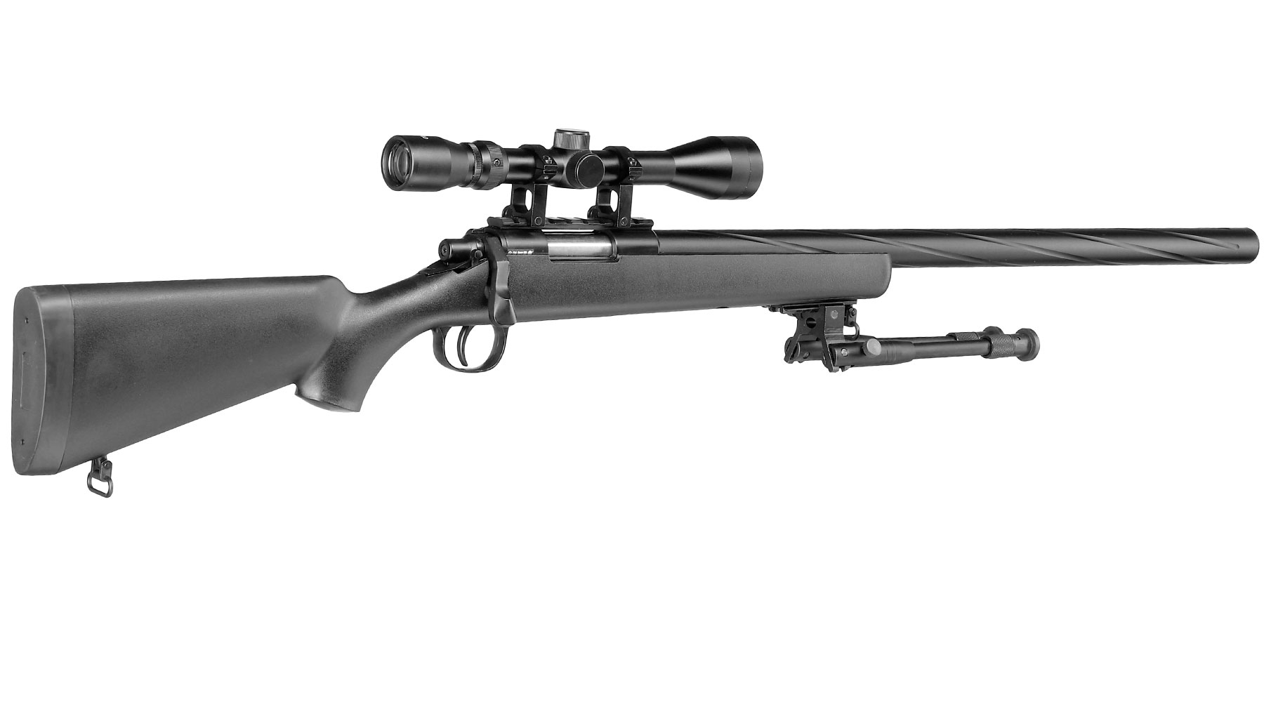 Well M700 Snipergewehr inkl. Zweibein / Zielfernrohr Springer 6mm BB schwarz - Spiral Barrel Edition Bild 4