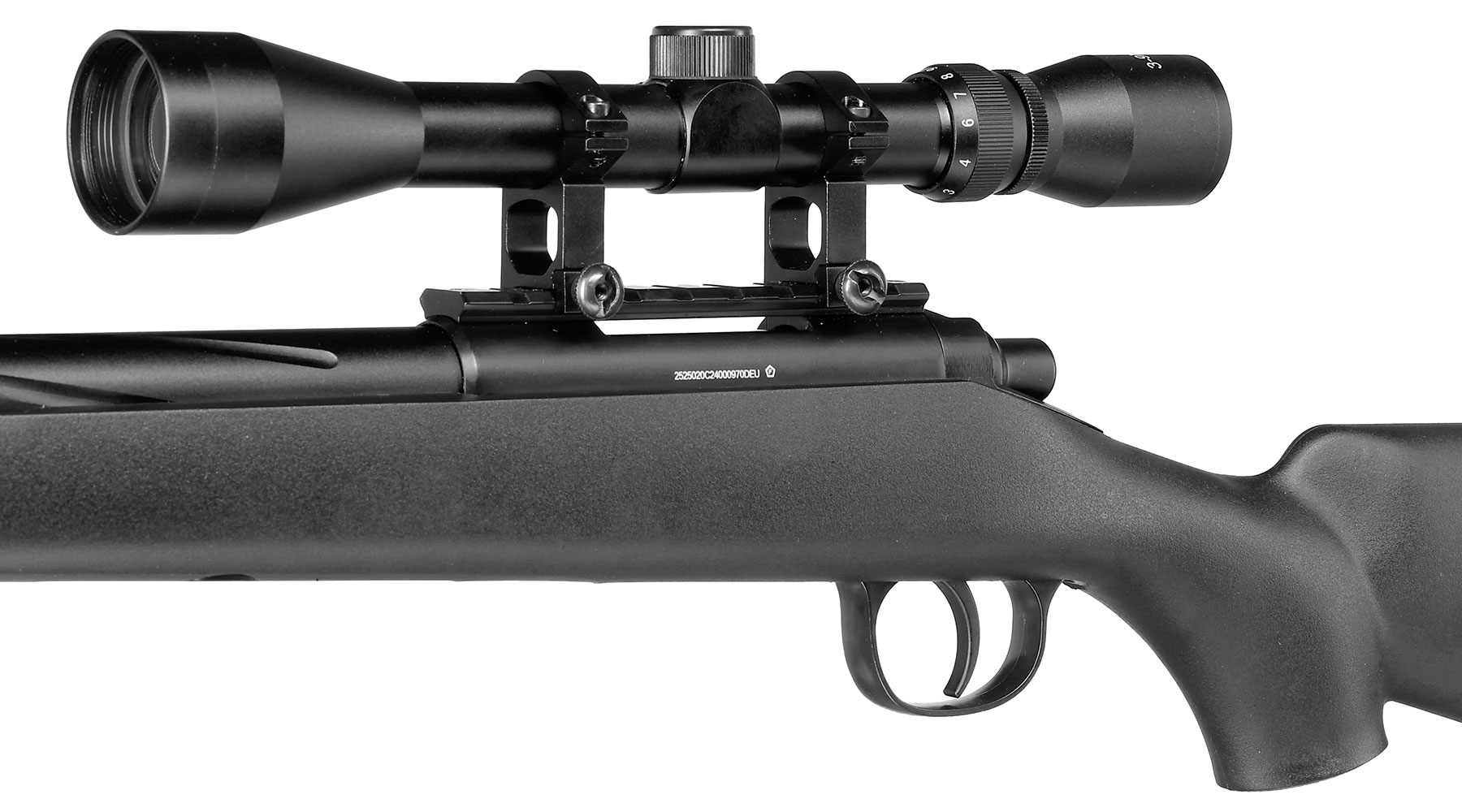 Well M700 Snipergewehr inkl. Zweibein / Zielfernrohr Springer 6mm BB schwarz - Spiral Barrel Edition Bild 8