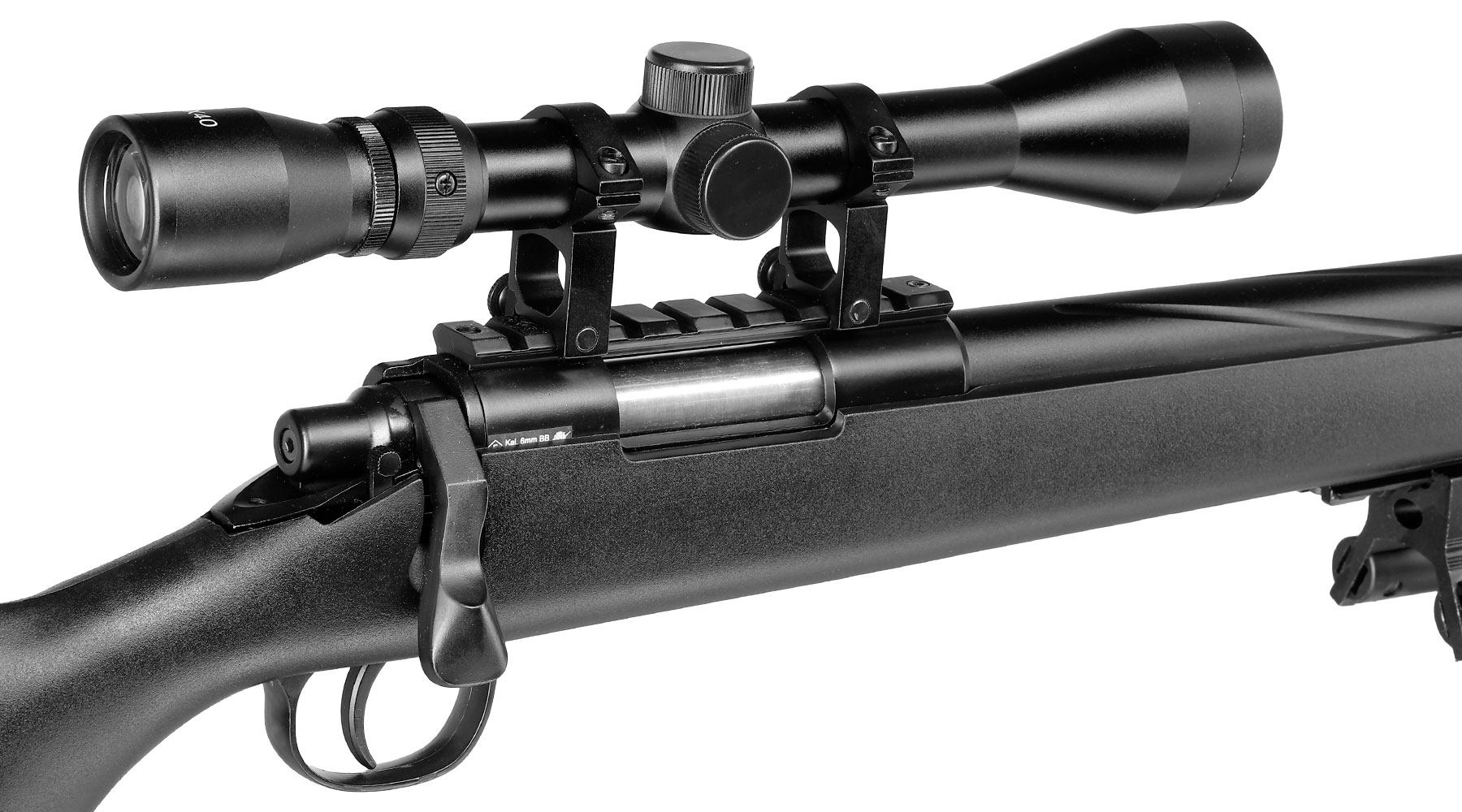Well M700 Snipergewehr inkl. Zweibein / Zielfernrohr Springer 6mm BB schwarz - Spiral Barrel Edition Bild 9