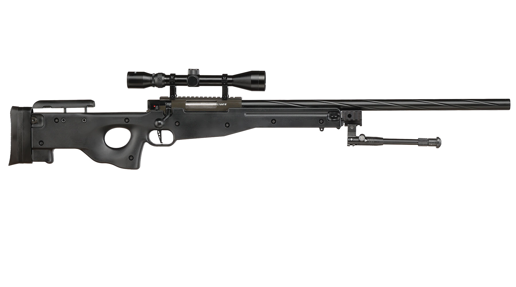 Well L96 Snipergewehr inkl. Zweibein / Zielfernrohr Springer 6mm BB schwarz - Spiral Barrel Edition Bild 3