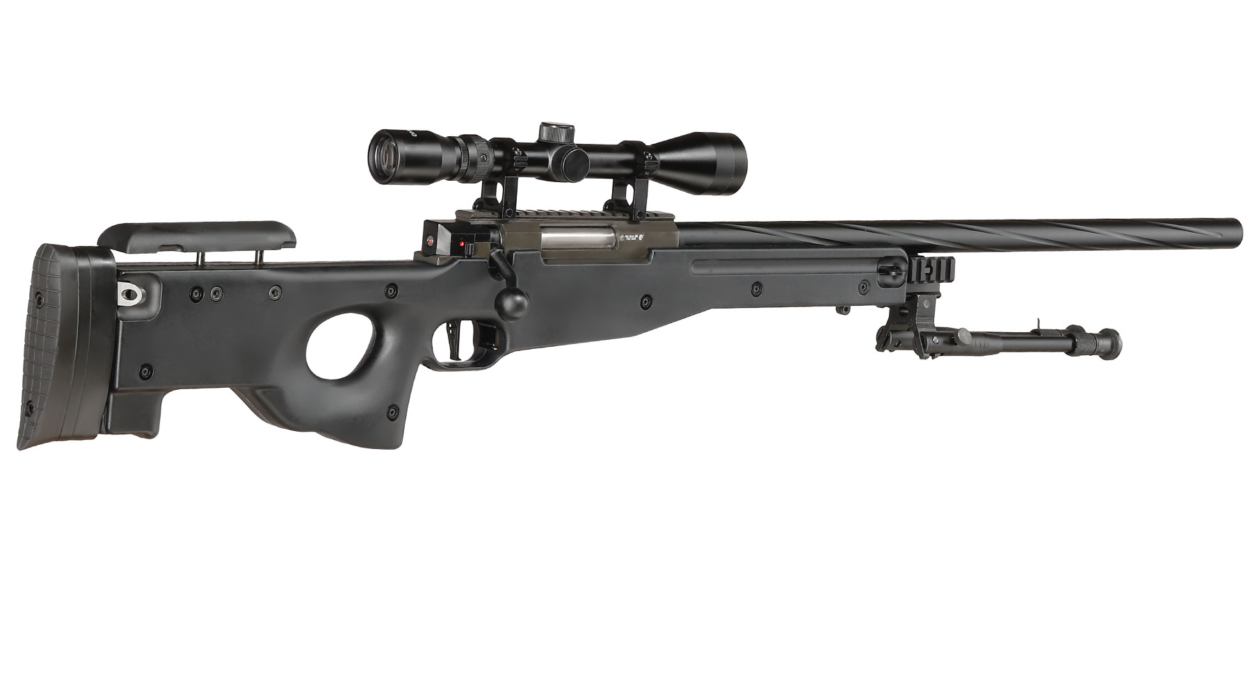 Well L96 Snipergewehr inkl. Zweibein / Zielfernrohr Springer 6mm BB schwarz - Spiral Barrel Edition Bild 4