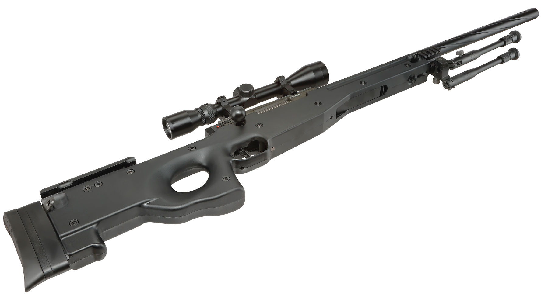 Well L96 Snipergewehr inkl. Zweibein / Zielfernrohr Springer 6mm BB schwarz - Spiral Barrel Edition Bild 5